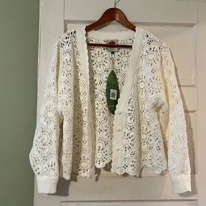 Farm Rio Crochet Cardigan Sweater